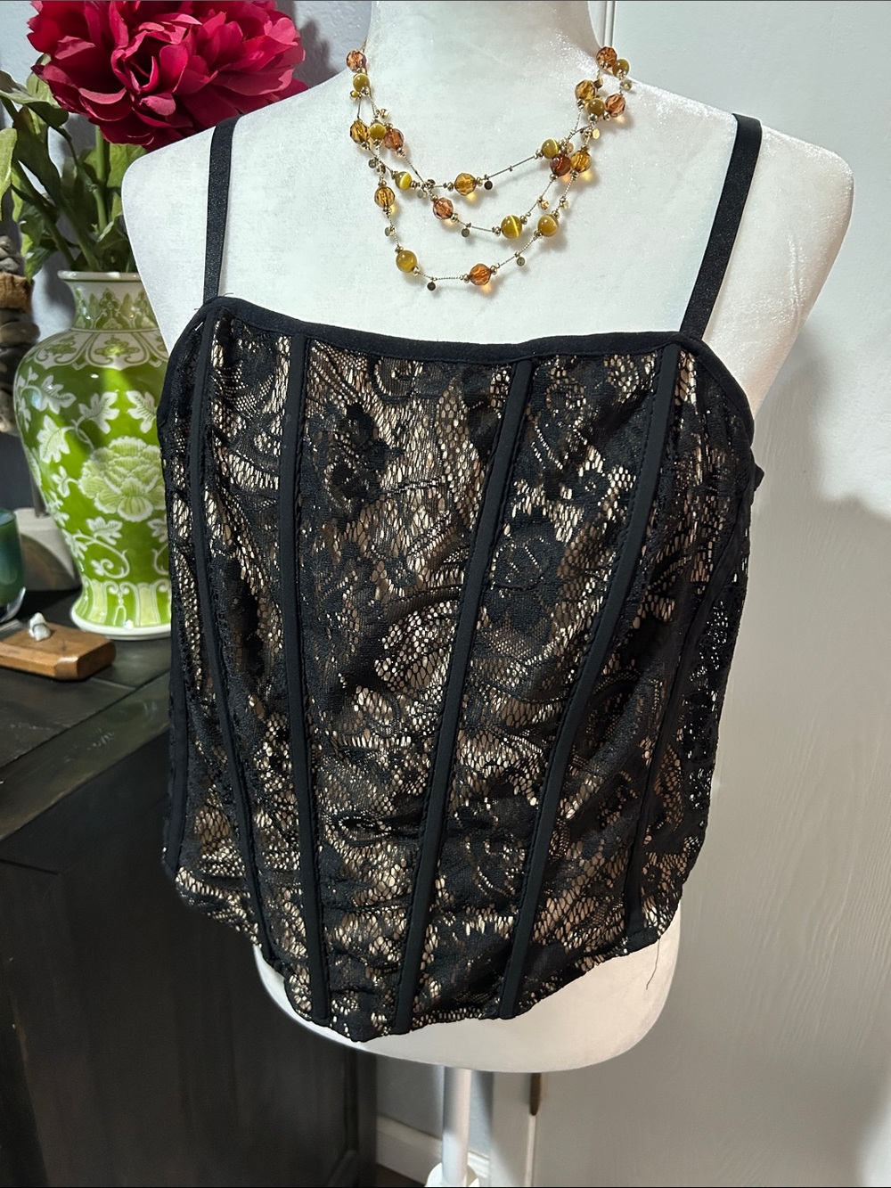 Torrid  Black Lace Corset-Inspired Camisole